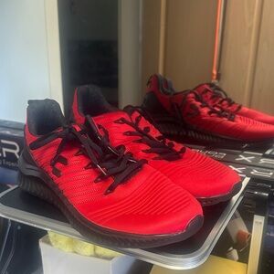 Men's Red Athletic Sneakers with Black Trim